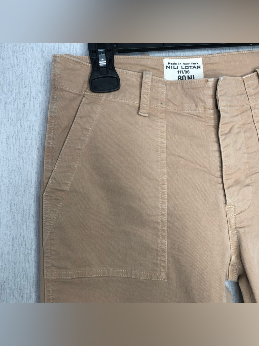 Nili Lotan Women’s Size 4 Slim Straight Jenna Pants Khaki Raw Hem Utility Twill - Picture 3 of 15